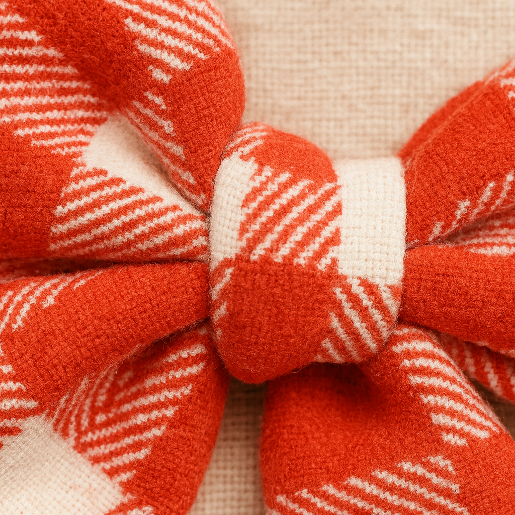 Par de Presilhas de Cabelo Infantil- Algodão Stretch Estampa Exclusiva | Plaid Clássico Branco e Vermelho