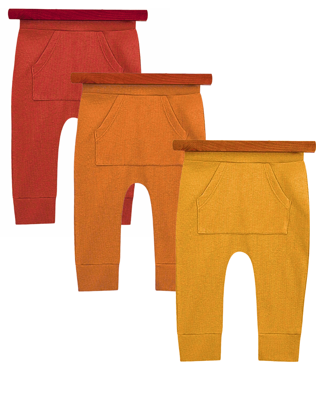 Kit 3 Calças Caneladas de Outono Unissex [Canelada- Lisa] - Cores Neutras