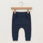 Calça Bolsão Canguru - Algodão Canelado | Azul Marinho Mescla