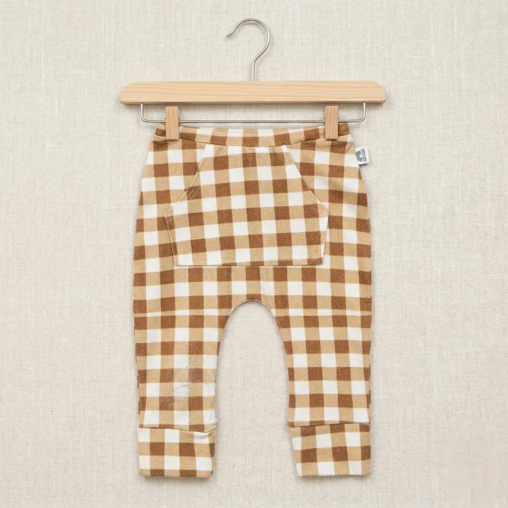 Calça Bolsão Canguru – Cotton Adapt | Vichy Marrom Clássico