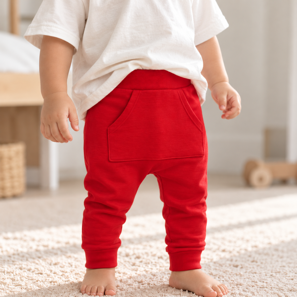 Calça Bolsão Canguru - Algodão Stretch | Vermelha