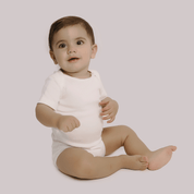 Body Bebê/Infantil Manga Curta Unissex [Malha Algodão - Liso] - OffWhite