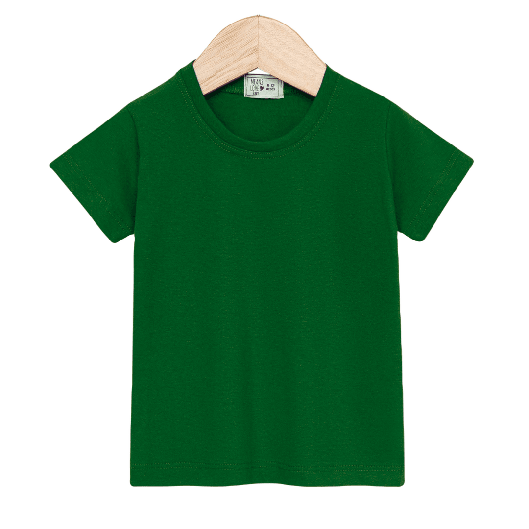 Camiseta Bebê/Infantil Manga Curta Unissex [Malha Algodão - Lisa] - Verde Bandeira