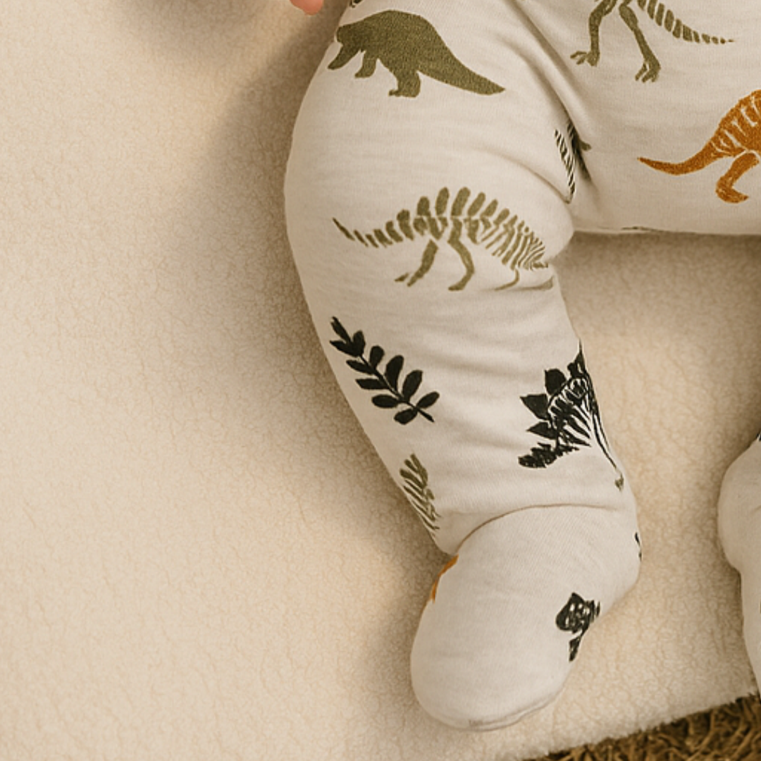Kit Recém-Nascido – Calça com Pezinho + Body Kimono Unissex - Malha Algodão Estapada | Fósseis