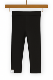 Legging Bebê e Infantil Menina – Algodão Canelado Premium Liso | Preto Clássico Minimalista