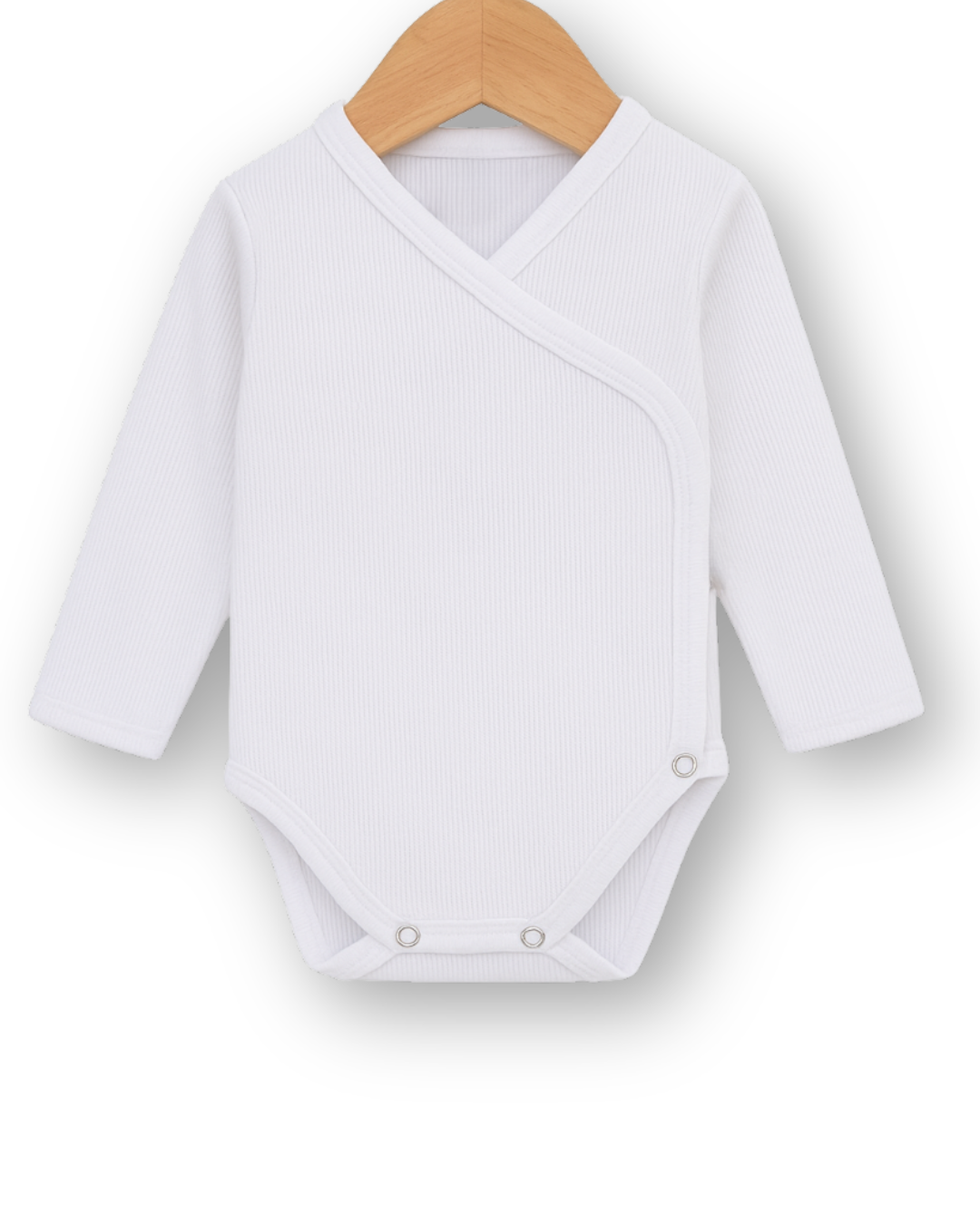 Kit Calça de Pezinho + Body Kimono  Recém-Nascido - Branco Canelado