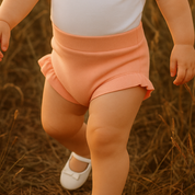 Short Bebê e Infantil Plissado Menina – Malha Stretch Liso | Salmão Bebê