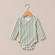 Saída Maternidade Recém-Nascido 4 Peças - Cotton Adapt | Listrado Retrô Salvia