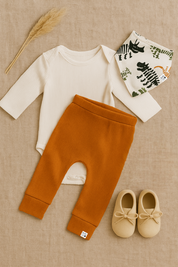 Calça Bebê e Infantil Unissex – Algodão Canelado Premium Liso | Caramelo