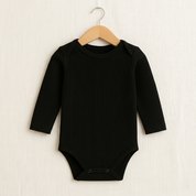 Body Manga Longa - Algodão Canelado | Preto