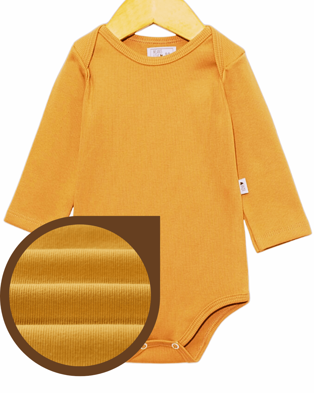 Body Bebê e Infantil Unissex – Tecido Canelado Premium Liso | Cor Mostarda