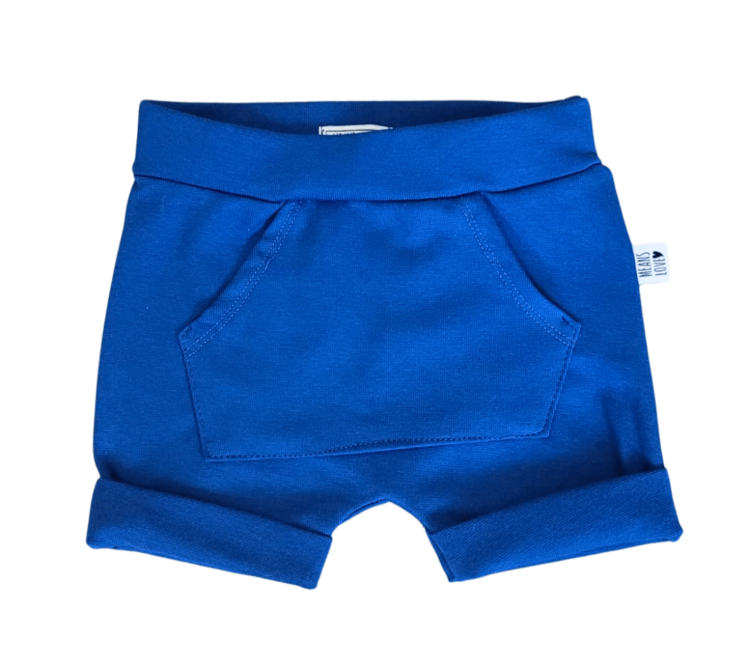 Bermuda Bebê e Infantil Menino com Bolsão – Tecido Algodão Stretch Liso | Cor Azul Royal