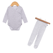 Kit Recém-Nascido – Calça com Pezinho + Body Kimono Unissex - Malha Algodão Estapada | Dots