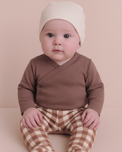 Body Kimono Bebê Recém-Nascido Unissex - Algodão Liso | Cor Caqui