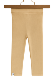 Legging Bebê e Infantil Menina – Algodão Canelado Premium Liso | Areia Minimalista
