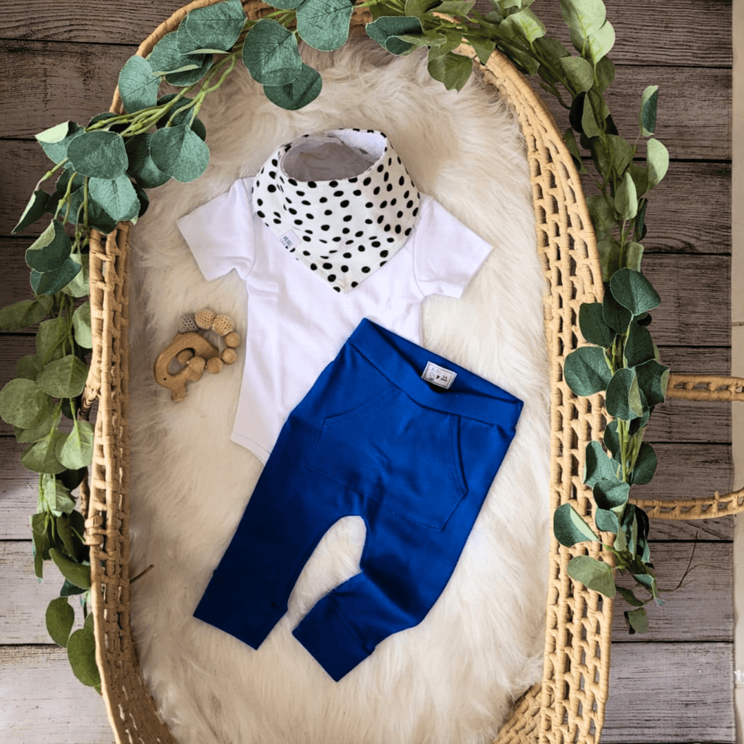 Calça Bebê/Infantil Com Bolsão Unissex [Algodão Stretch - Lisa] - Azul Royal