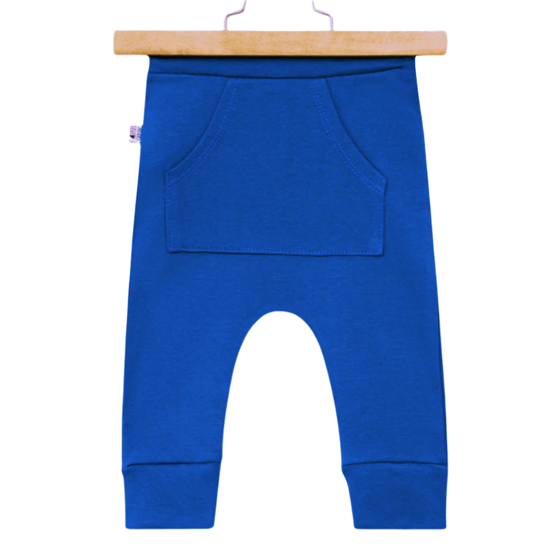 Calça Bebê/Infantil Com Bolsão Unissex [Algodão Stretch - Lisa] - Azul Royal