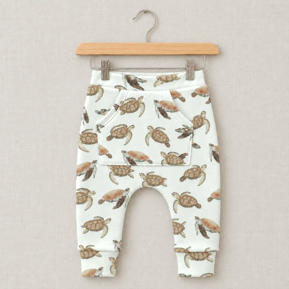 Calça Bolsão Canguru - Algodão Premium | Tartarugas Aquareladas