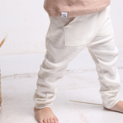 CALÇA BEBÊ/INFANTIL COM BOLSO UNISSEX [MALHA ALGODÃO - LISA] - OFFWHITE