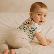 Body Bebê/Infantil Menina – Manga Curta -  Cotton Estampado Premium | Floral Vintage Tons de Azul