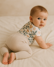 Body Bebê/Infantil Menina – Manga Curta -  Cotton Estampado Premium | Floral Vintage Tons de Azul