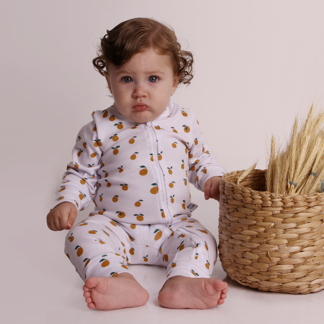 Macacão Bebê Com Zíper Frontal - Laranjinhas