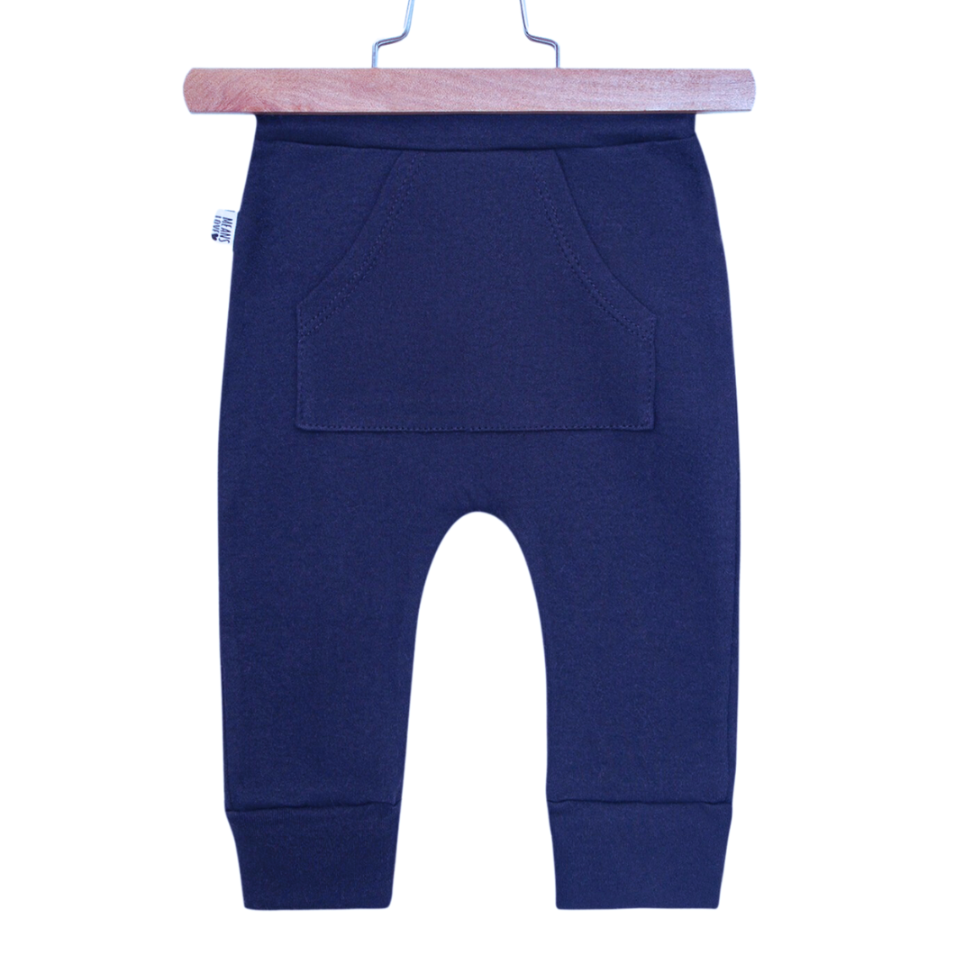 CALÇA BEBÊ/INFANTIL COM BOLSO UNISSEX [ALGODÃO - LISA] - AZUL MARINHO