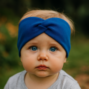 Faixinha de Cabelo Bebê - Algodão Premium Stretch Liso | Azul Royal