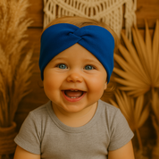 Faixinha de Cabelo Bebê - Algodão Premium Stretch Liso | Azul Royal