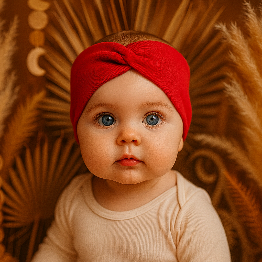 Faixinha de Cabelo Bebê - Algodão Stretch Liso | Vermelho