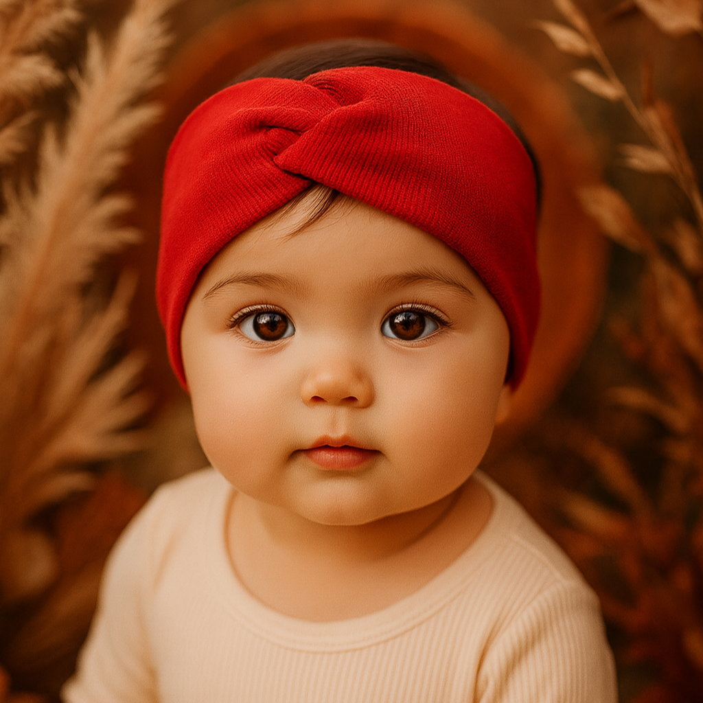 Faixinha de Cabelo Bebê - Algodão Stretch Liso | Vermelho