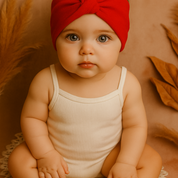 Faixinha de Cabelo Bebê - Algodão Stretch Liso | Vermelho