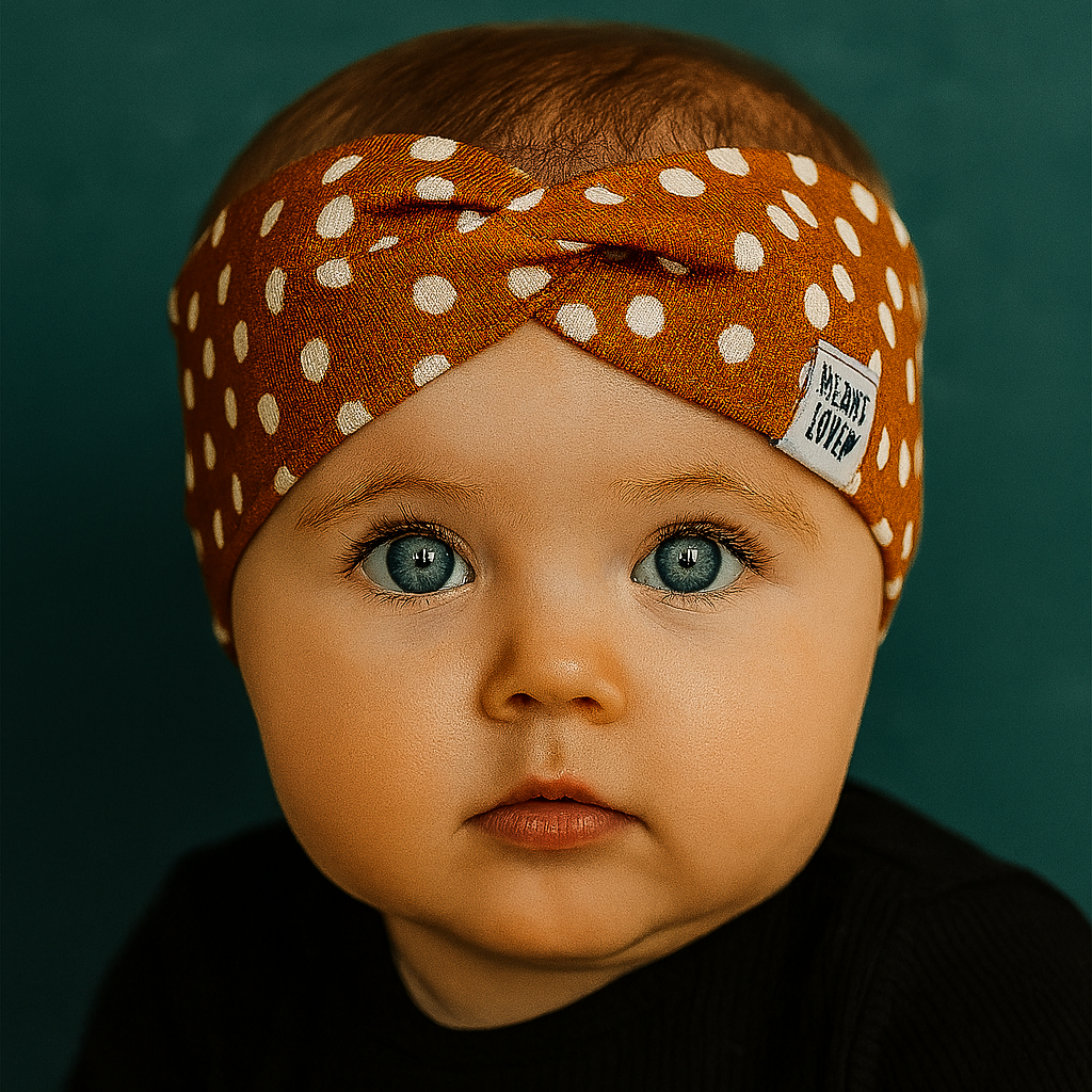 Faixinha de Cabelo Bebê - Algodão Premium Estampa Exclusiva | Caramelo Poá