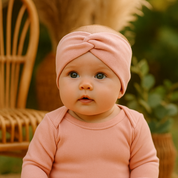Faixinha de Cabelo Bebê - Algodão Stretch Liso | Salmão Bebê