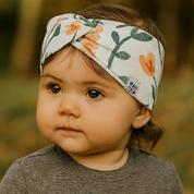 Faixinha de cabelo Bebê – Algodão Premium Estampa Exclusiva | Floral Vintage Tons de Verde