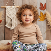 Body Bebê/Infantil Manga Longa Unissex - Algodão Premium Liso | Bege Clássico
