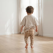 Calça Bolsão Canguru – Cotton Adapt | Vichy Marrom Clássico