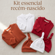 Kit Essencial Recém-Nascido | 3 Macacões com Pezinho + Toucas Coordenadas