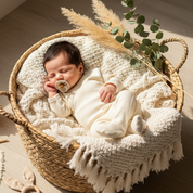 Kit: Body Kimono Recém-Nascido à 3 Meses + Calça de Pezinho Recém-Nascido à 3 Meses - Malha Algodão Liso | Off White
