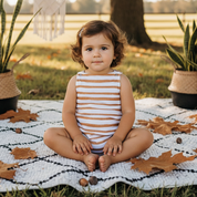 Salopete/Romper Bebê e Infantil Unissex – Algodão Premium Estampa Exclusiva | Listras Amarelas