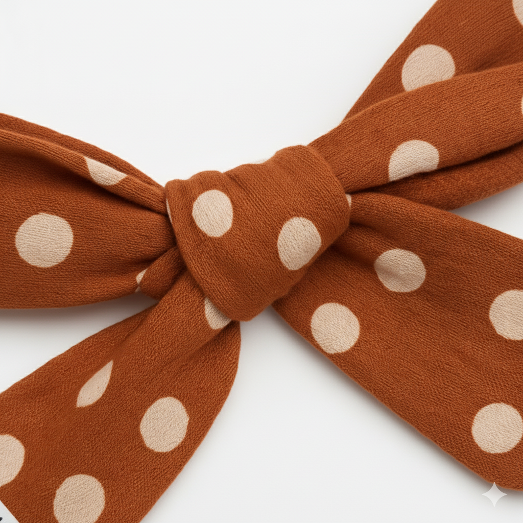 Par de Presilhas de Cabelo Infantil - Algodão Premium Estampa Exclusiva | Caramelo Poá