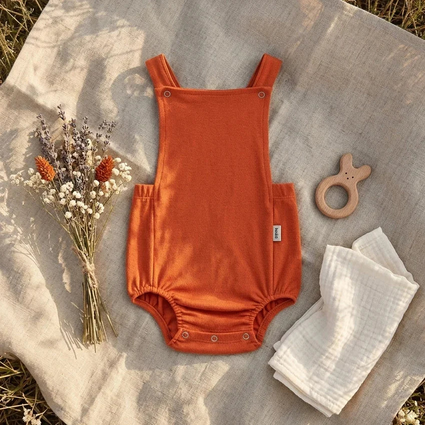 Jardineira Romper - Algodão Premium | Laranja