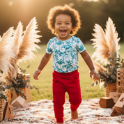 Calça Bebê/Infantil Com Bolsão Canguru Unissex - Algodão Stretch Liso | Vermelha