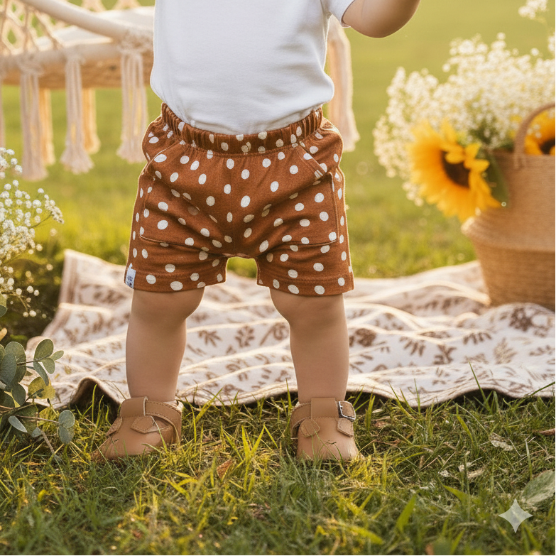 Infantil Menino – Algodão Premium Estampa Exclusiva | Caramelo Poá