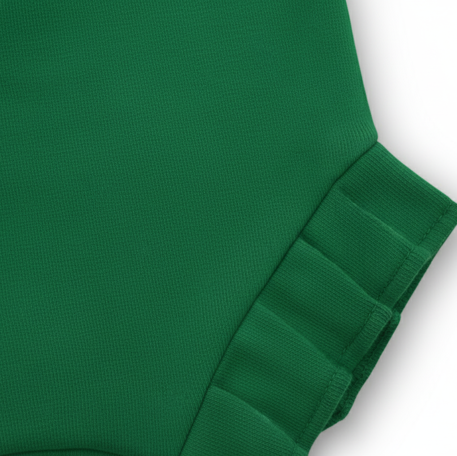 Short Bebê e Infantil Plissado Menina – Algodão Strech Liso | Verde Bandeira