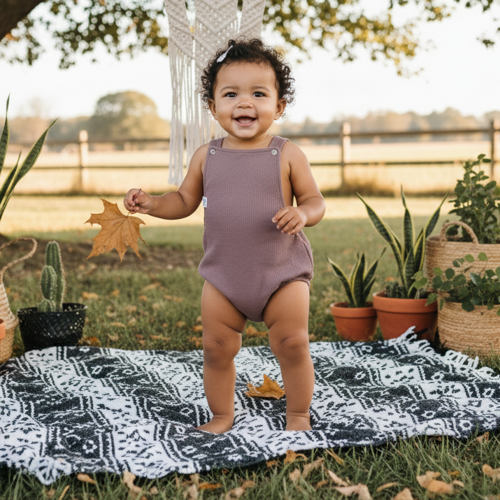 Salopete/Romper Bebê e Infantil Unissex – Algodão Premium Liso | Caqui