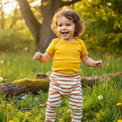 Body Bebê/Infantil Manga Curta Unissex - Algodão Premium Liso | Amarelo