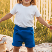 Bermuda Bebê e Infantil Menino com Bolsão – Algodão Premium Stretch Liso | Azul Royal