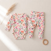 Conjunto Body Kimono + Calça com Pezinho – Recém-Nascido à 3 Meses | Cotton Adapt - Petit Fleur