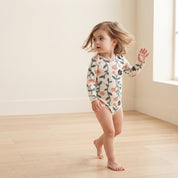 Body Manga Longa – Cotton Adapt | Floral Vintage Tons de Azul